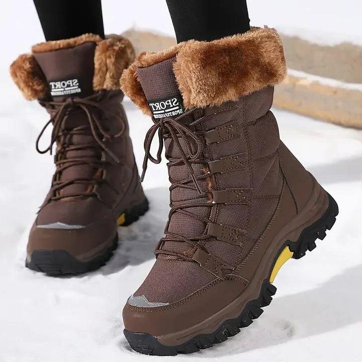 Lace-up faux fur winter boots for women view 3
