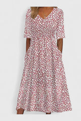 Dawson | Polka Dot Midi Summer Dress V Neck