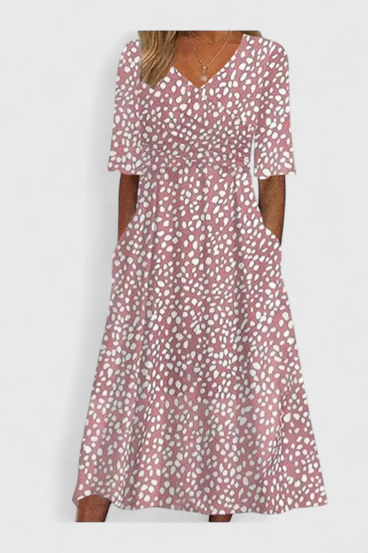 Dawson | Polka Dot Midi Summer Dress V Neck