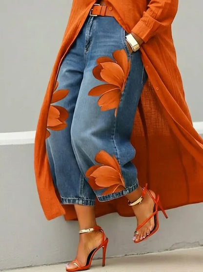 Ingeborg shirt dress and floral print jeans set view 8