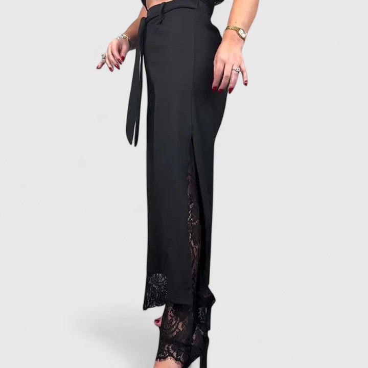 Wide-leg lace trousers back view