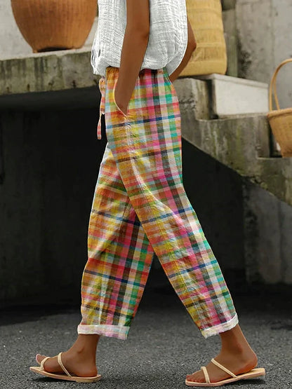 Audrey | Casual Checkered Tapered Trousers