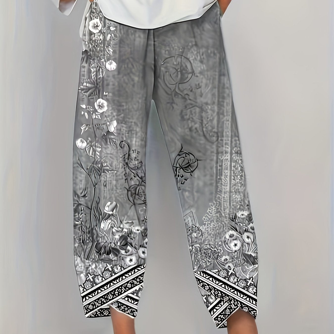 Cropped trousers showing print repeat