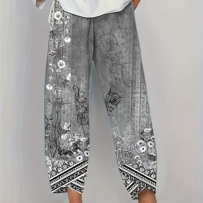 Cropped trousers showing print repeat