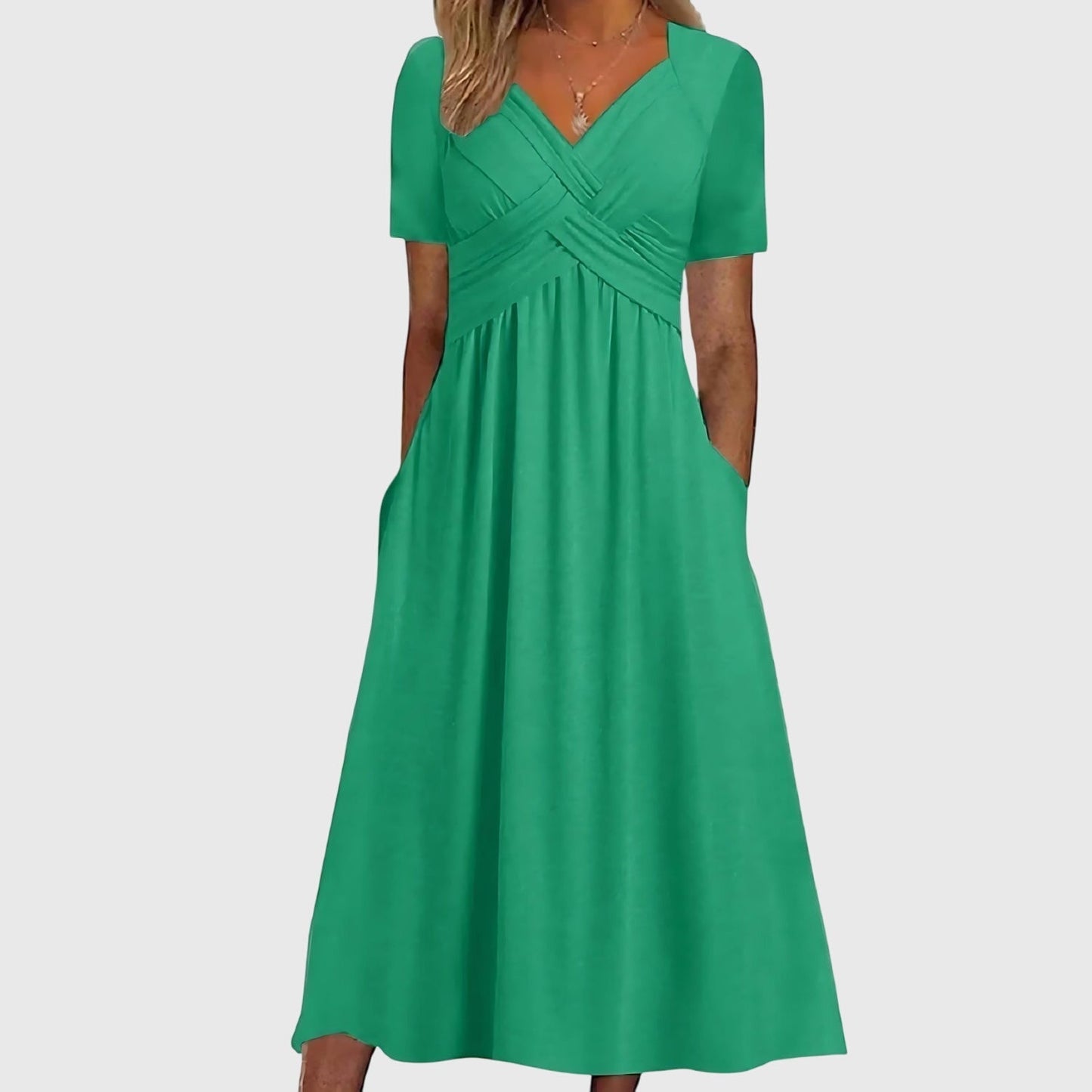 Lysandra | A-Line Midi Summer Dress with Pockets