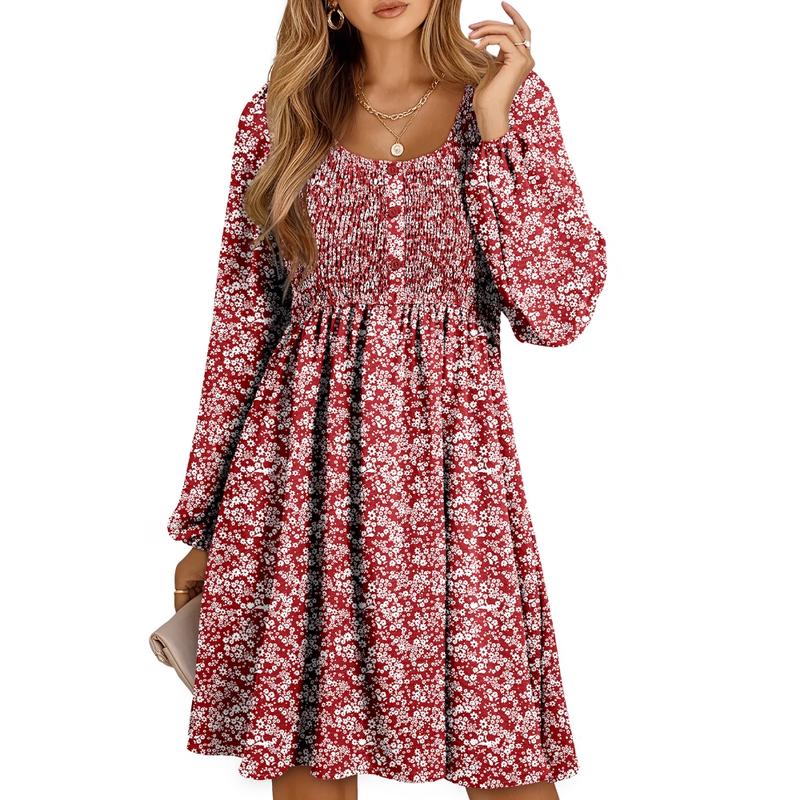Aveline | Smocked Empire Waist Long Sleeve Mini Dress