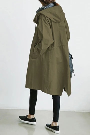 Hooded relaxed trench coat for women view 2
