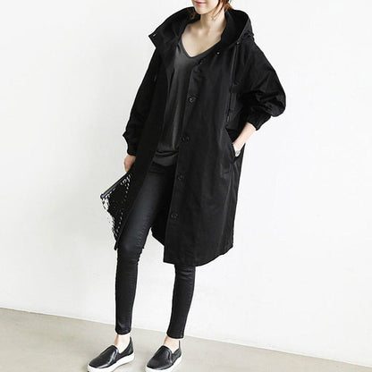 Hooded relaxed trench coat for women view 4