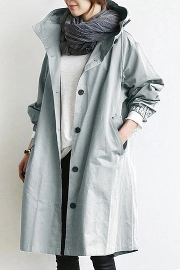 Hooded relaxed trench coat for women view 5