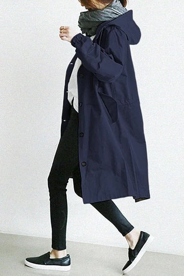 Hooded relaxed trench coat for women view 6
