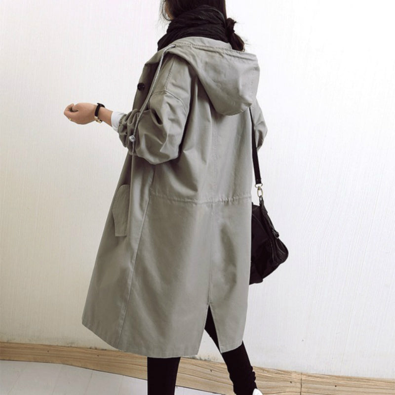 Hooded relaxed trench coat for women view 7