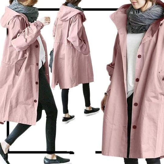 Hooded relaxed trench coat for women view 8