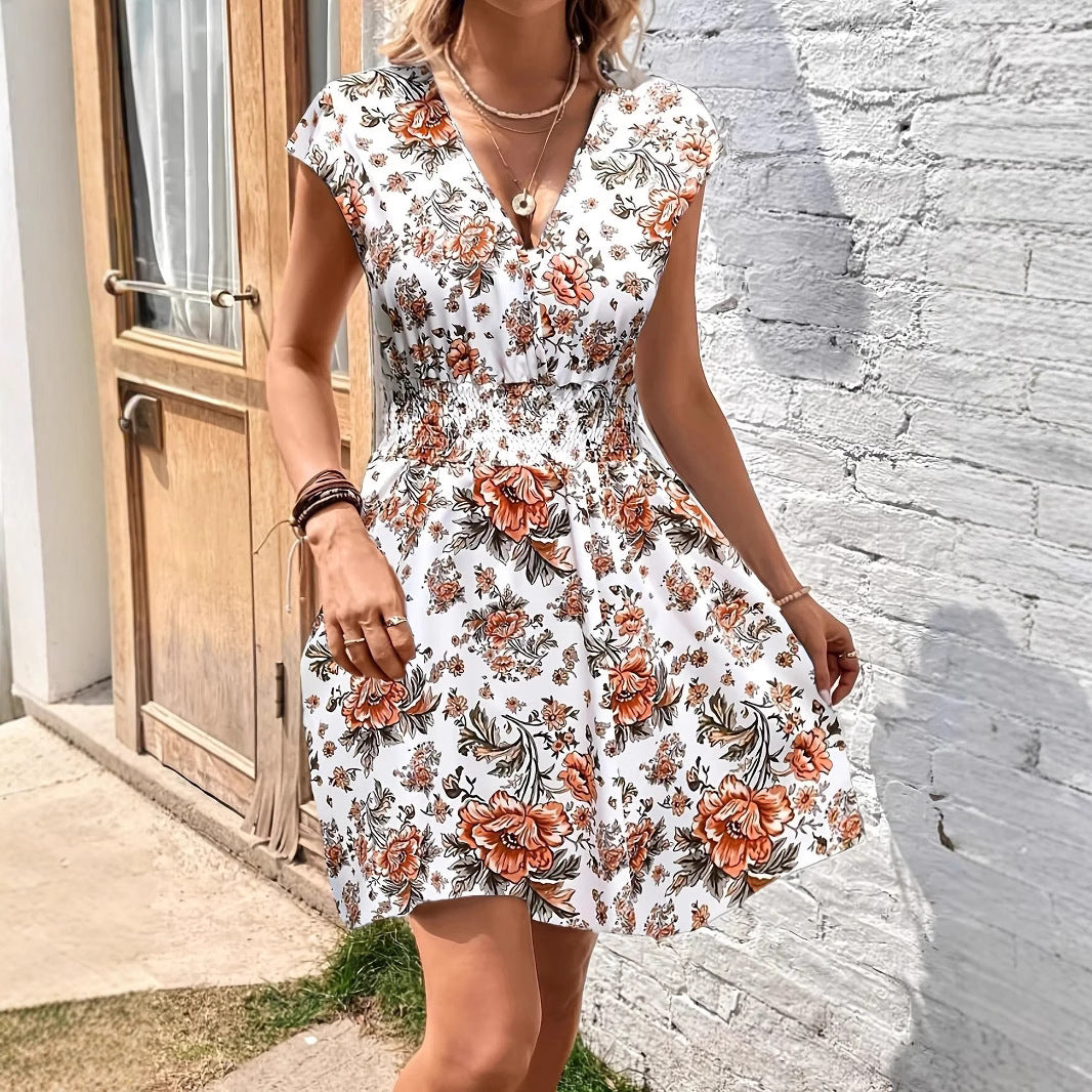 Floral wrap dress detail view