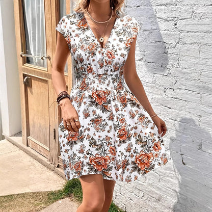 Floral wrap dress detail view