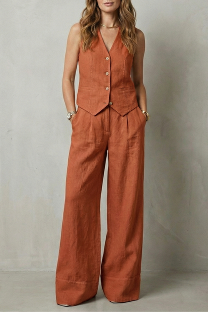 Tailored button-front vest and wide-leg trouser set, additional view 10
