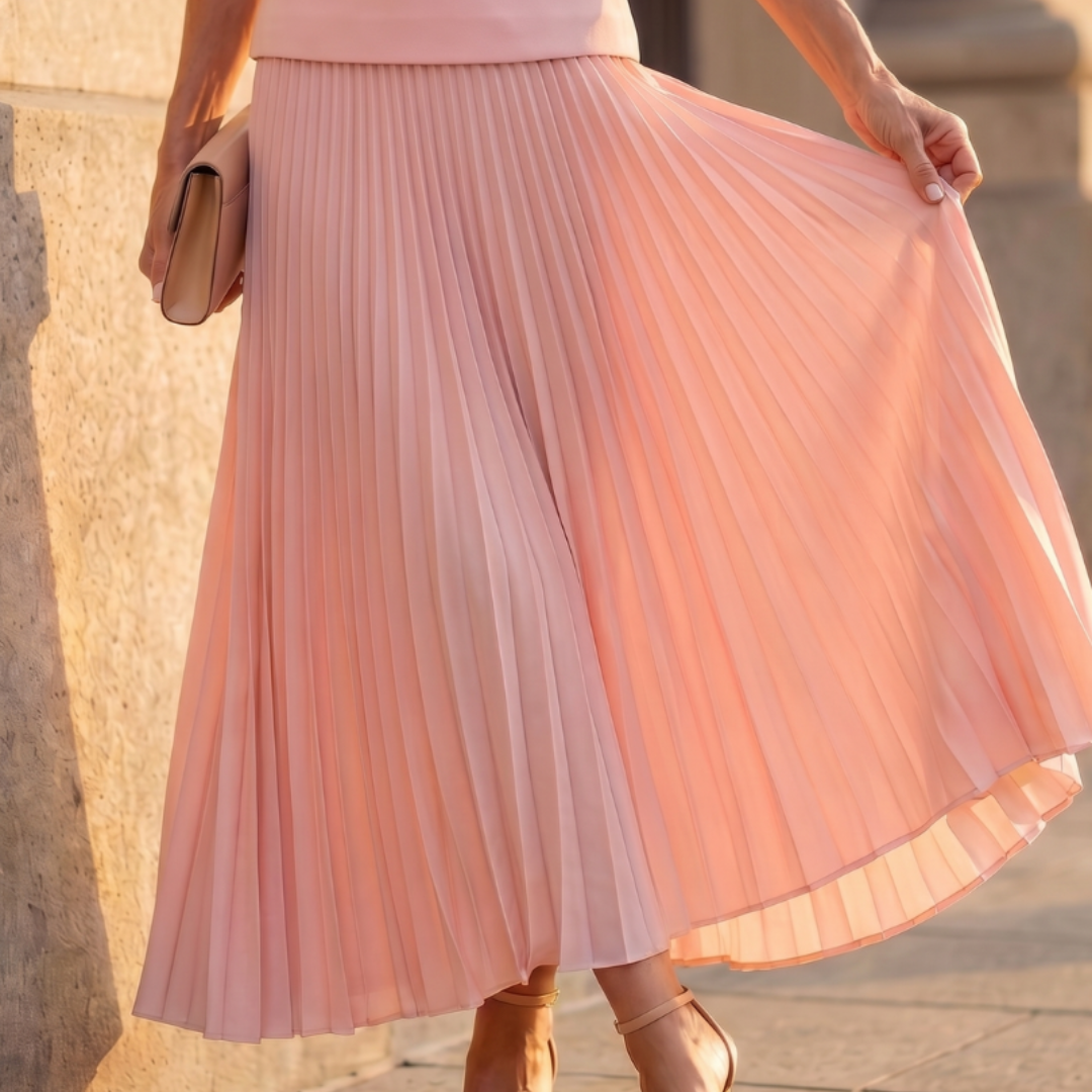 Sleeveless peplum top and pleated maxi skirt set, additional view 12