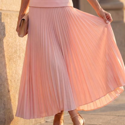 Sleeveless peplum top and pleated maxi skirt set, additional view 12