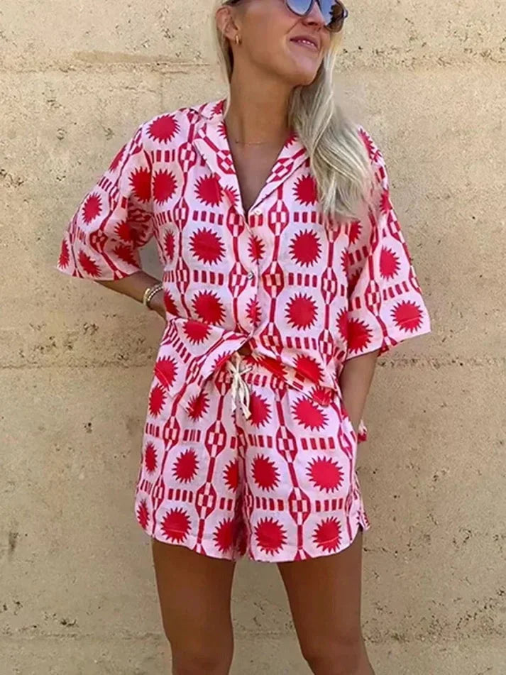 Short sleeve shirt and shorts summer set