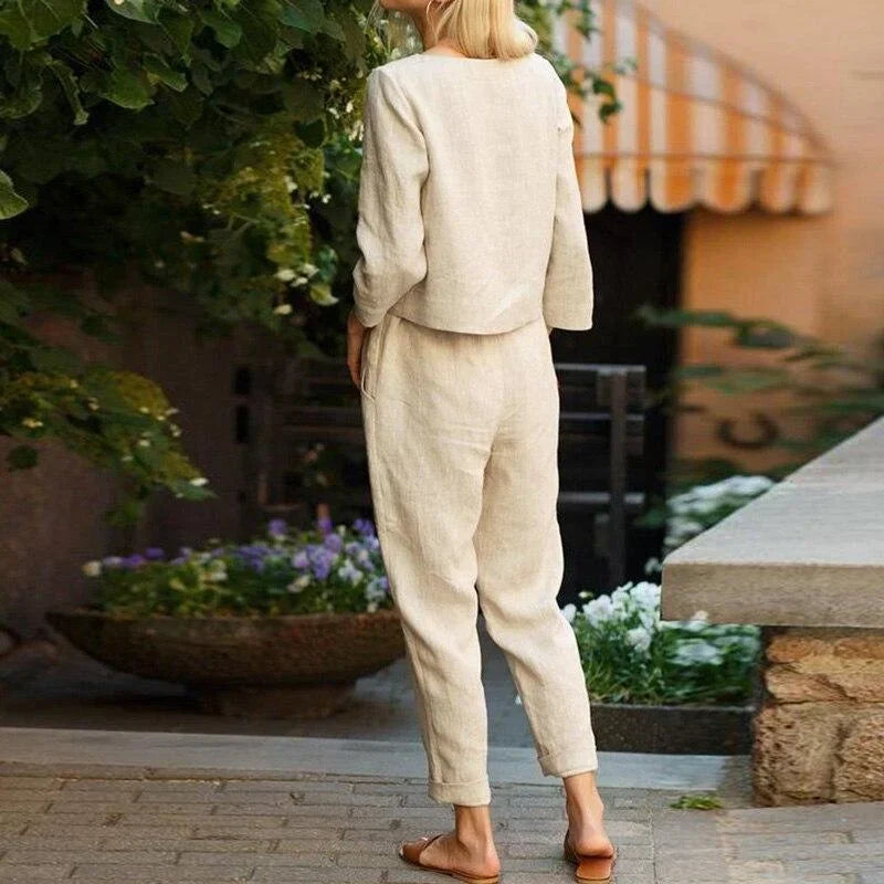 Relaxed linen matching set for women