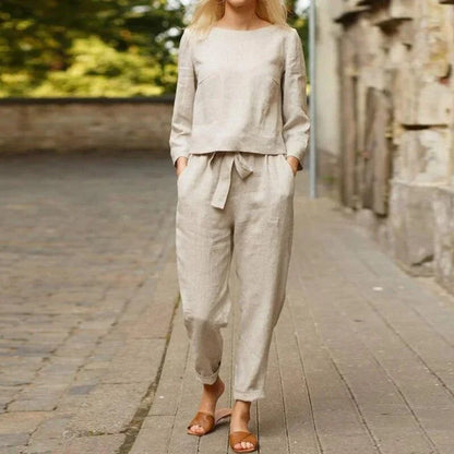 Beige lightweight linen set