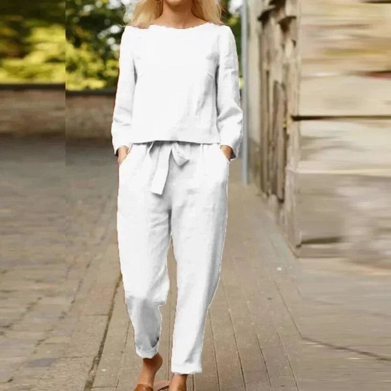 White lightweight linen set