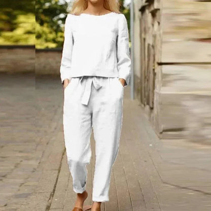 White lightweight linen set