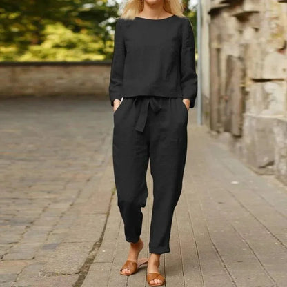 Black lightweight linen two-piece set