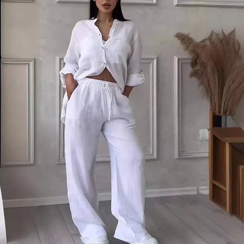 Linen shirt and loose pants set