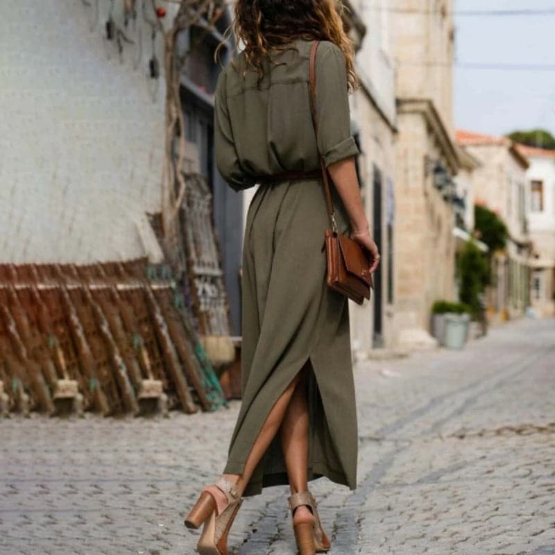 Esmée | Belted Short Sleeve Button-Down Shirt Dress