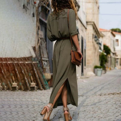 Esmée | Belted Short Sleeve Button-Down Shirt Dress