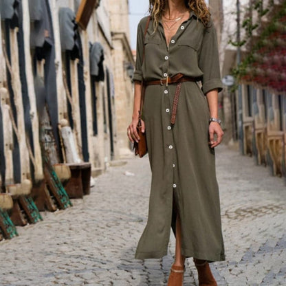 Esmée | Belted Short Sleeve Button-Down Shirt Dress