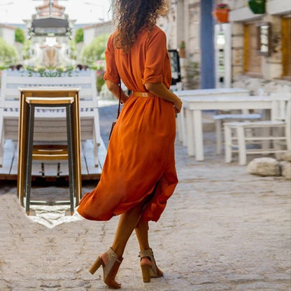 Esmée | Belted Short Sleeve Button-Down Shirt Dress