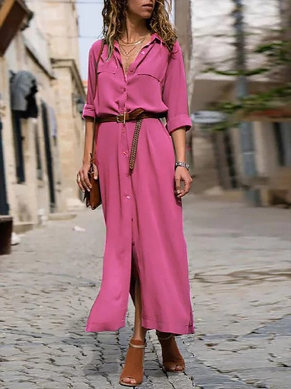 Esmée | Belted Short Sleeve Button-Down Shirt Dress