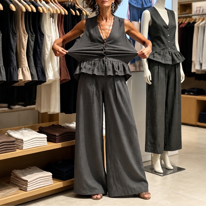 Peplum top and trouser set for women view 13