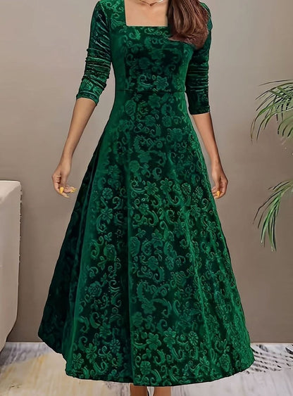 Square neck midi party dress, view 6