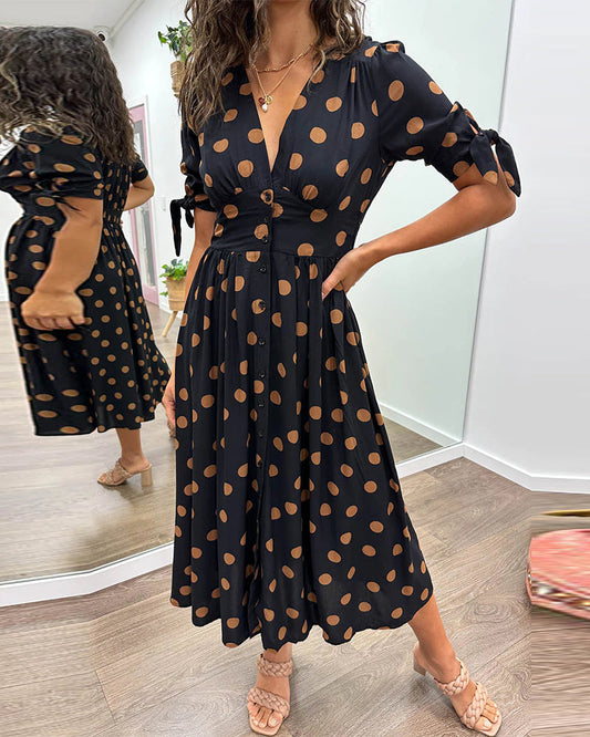 Bellamy | Polka Dot Button-Down Midi Dress