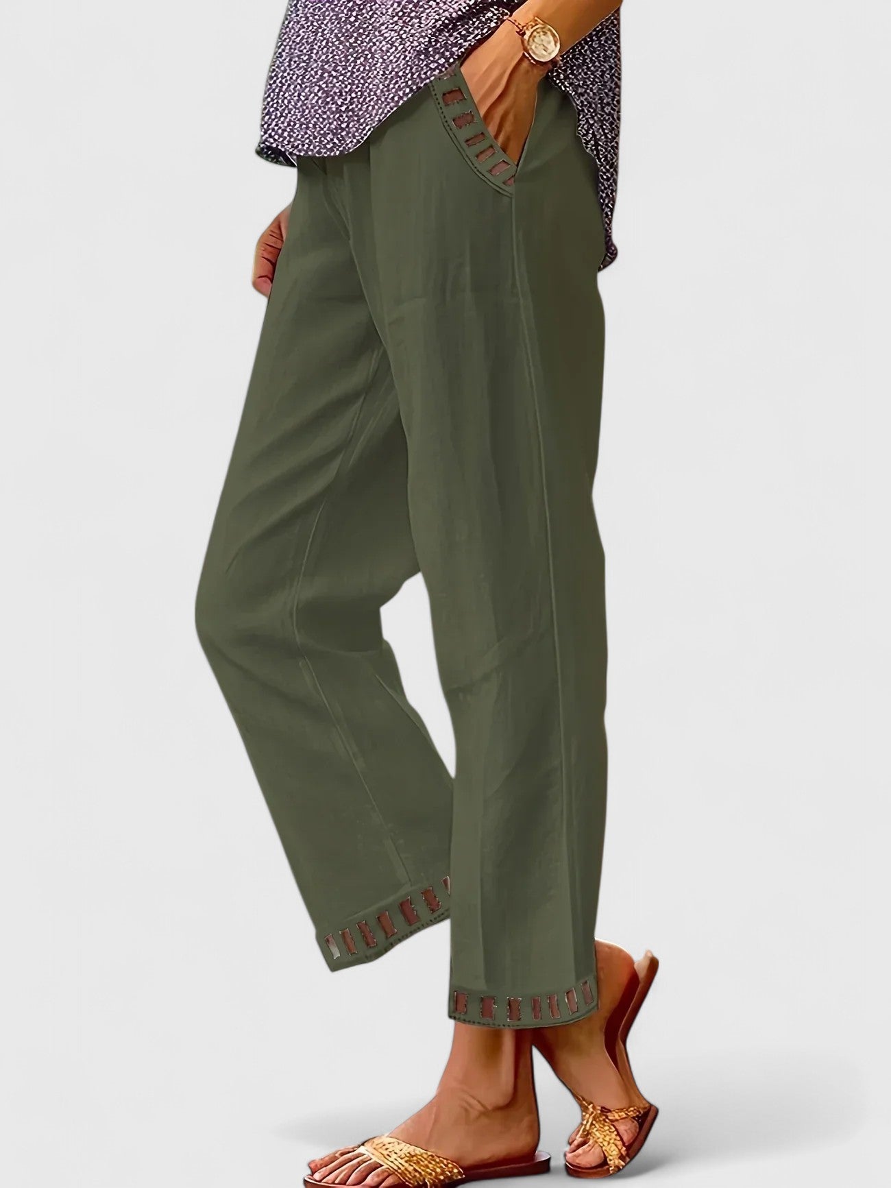 Cropped tailored trousers full-length view