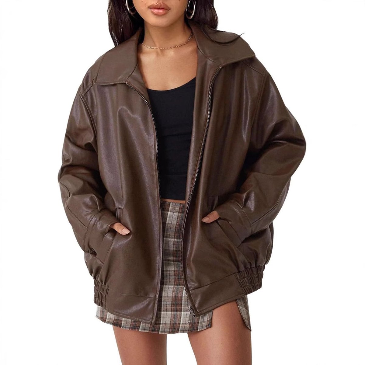 Fabiola oversized bomber jacket, front view