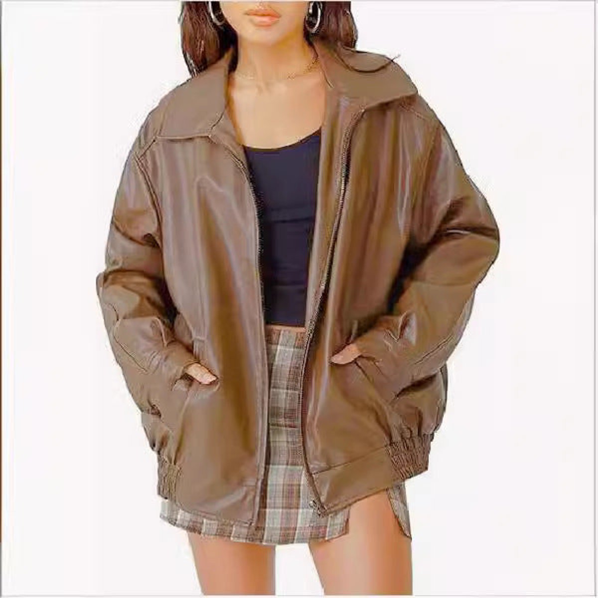 Oversized bomber jacket in camel