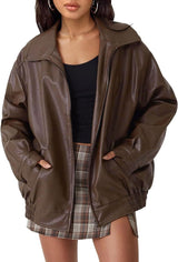Fabiola oversized bomber jacket, front view