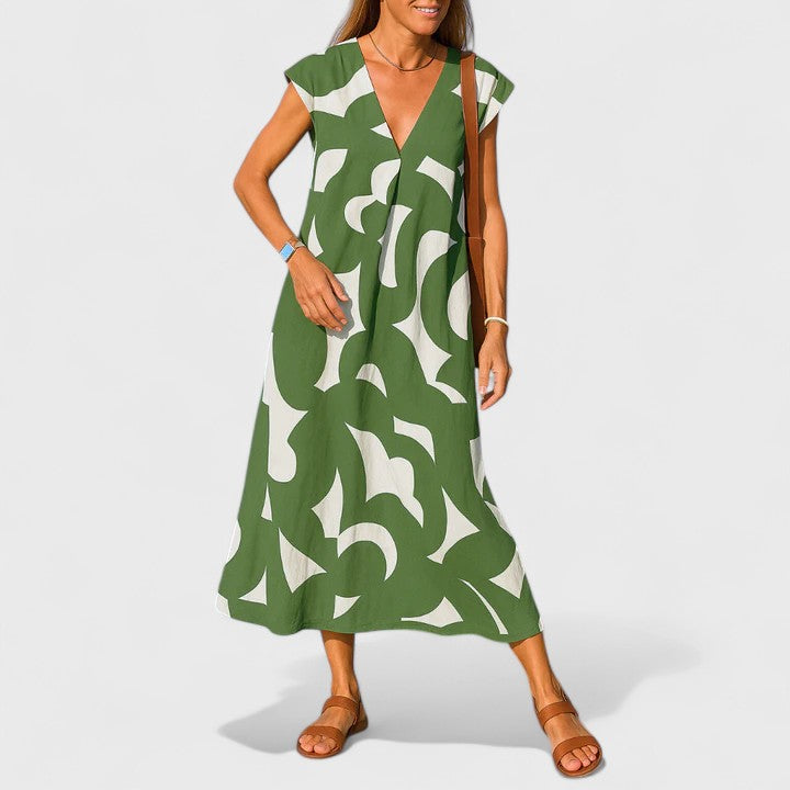 Arden | Summer Midi Dress V Neck Flowing