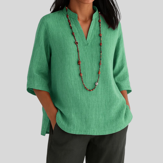 V-neck relaxed tunic, front view