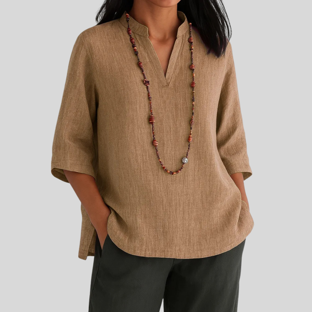V-neck tunic, side view