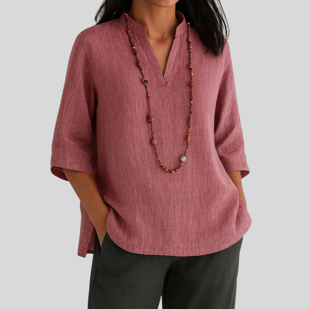 Relaxed V-neck tunic, back view