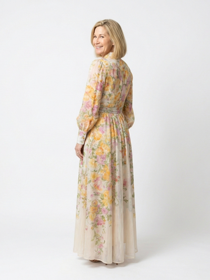 Iris | Long Sleeve Floral Botanical Maxi Dress