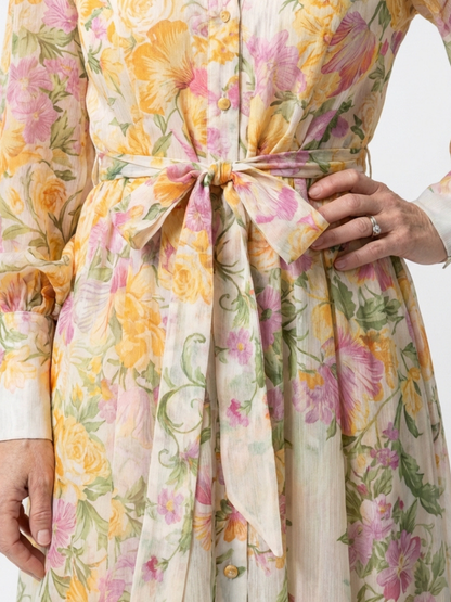 Iris | Long Sleeve Floral Botanical Maxi Dress