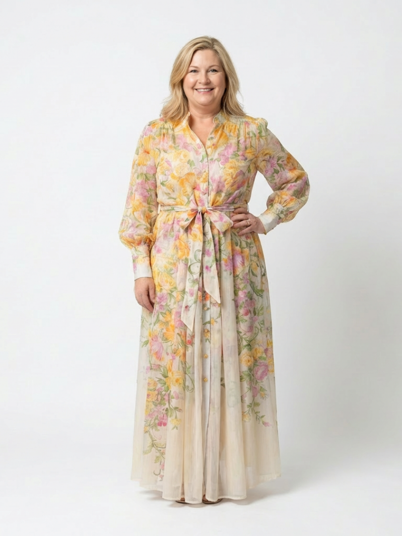 Iris | Long Sleeve Floral Botanical Maxi Dress