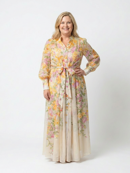 Iris | Long Sleeve Floral Botanical Maxi Dress