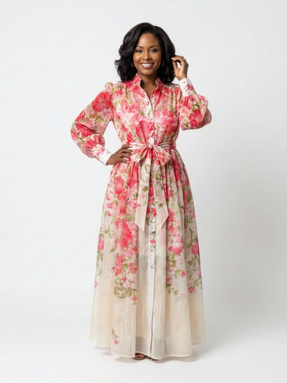 Iris | Long Sleeve Floral Botanical Maxi Dress