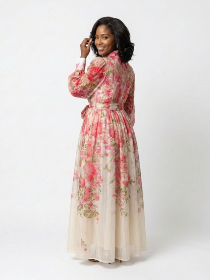 Iris | Long Sleeve Floral Botanical Maxi Dress
